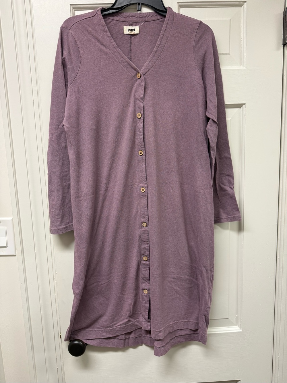 Pact Casual Button-Front Long Sleeve Dress - Mauve